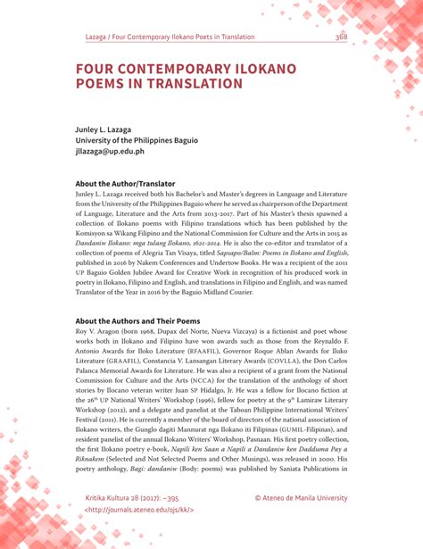 famous ilocano writers and their works|FOUR CONTEMPORARY ILOKANO POEMS IN TRANSLATION .